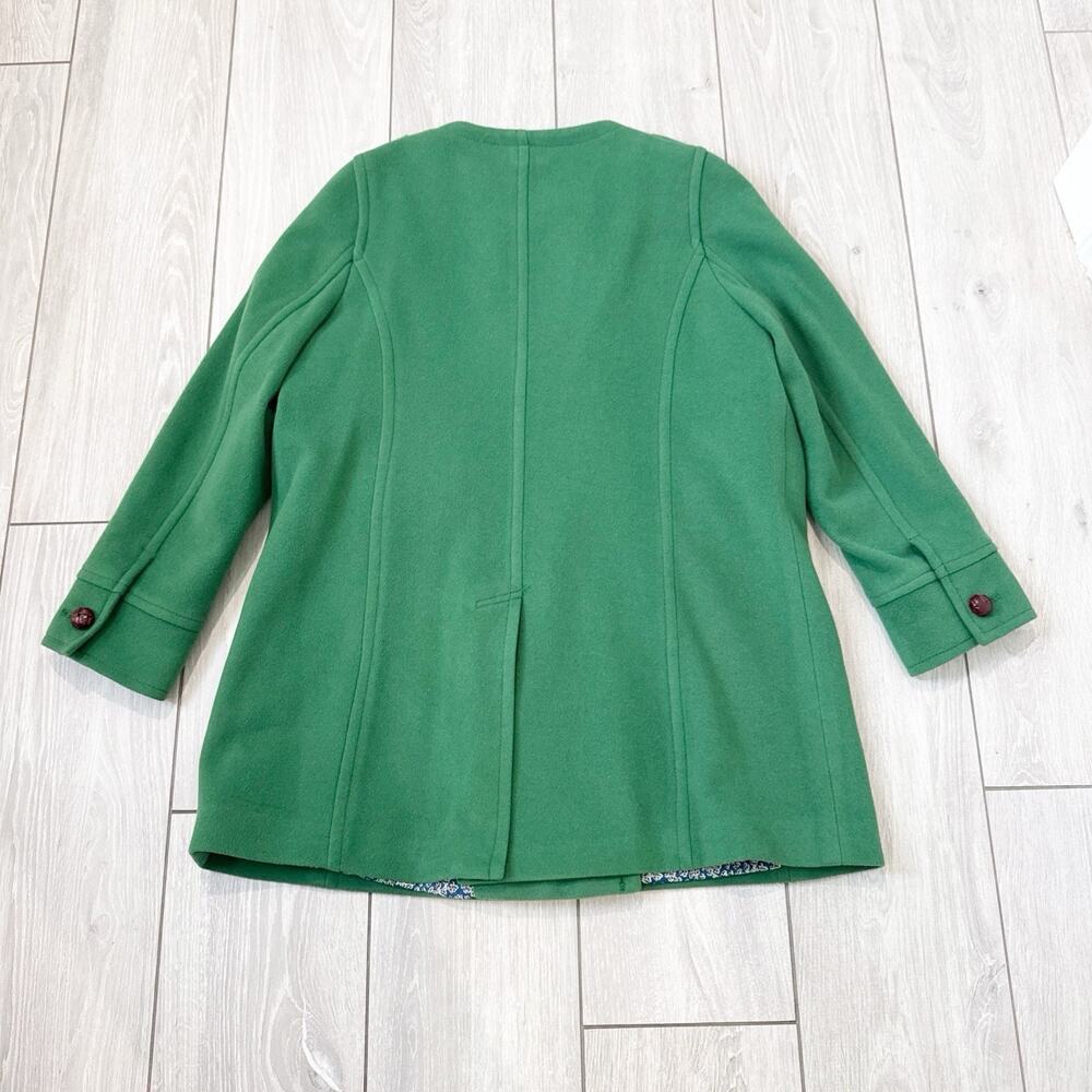 Lands End Pea Coat Kelly Green Wool Cashmere Peacoat Jacket Pockets Size 16P - Picture 3 of 11